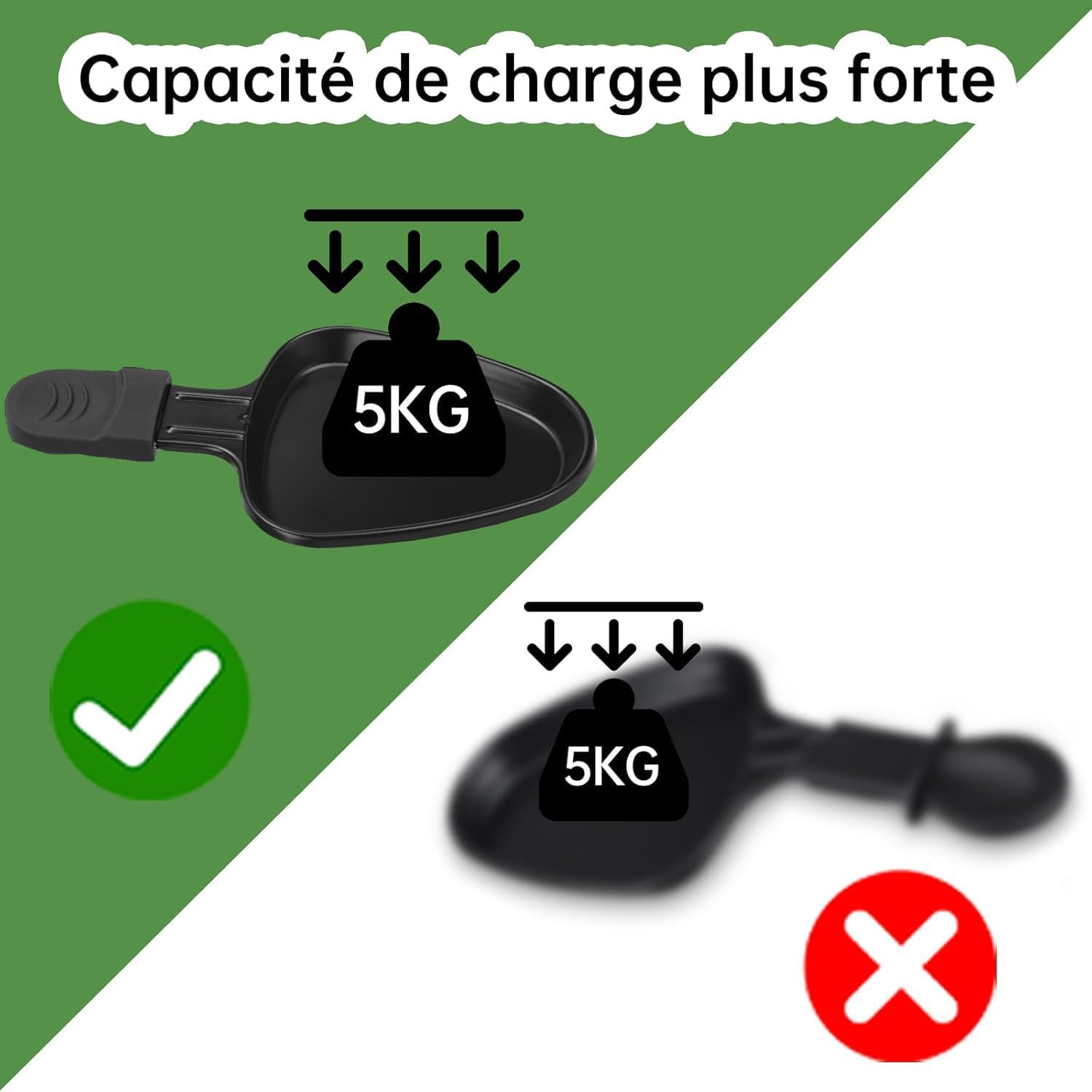 Poêlon à raclette triangle - 18x10cm - revêtement antiadhésif, 4 pelles bois, matériau épais