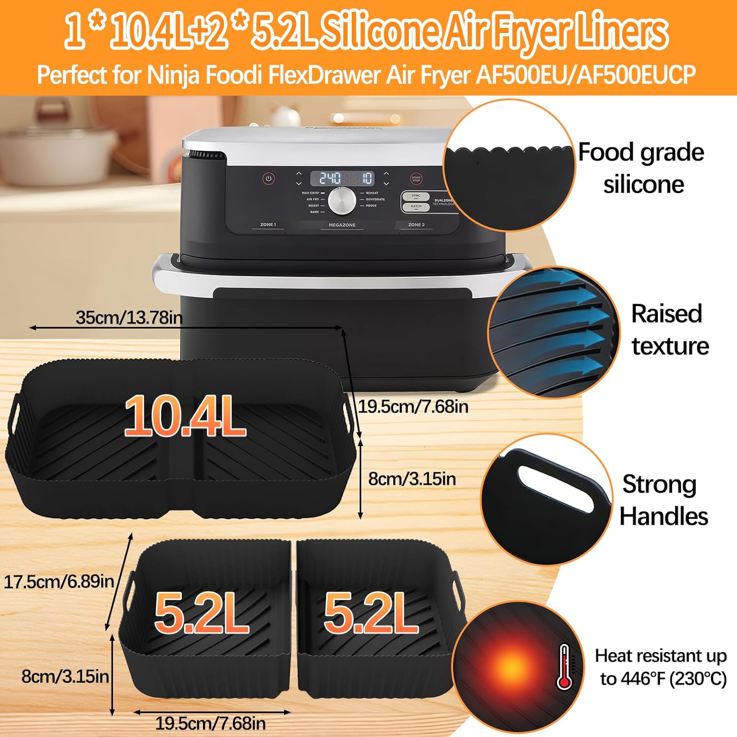 Moule Silicone Air Fryer - accessoires silicone 24 pièces - pour Ninja Foodi FlexDrawer 10,4L/5,2L - AF500EUCP