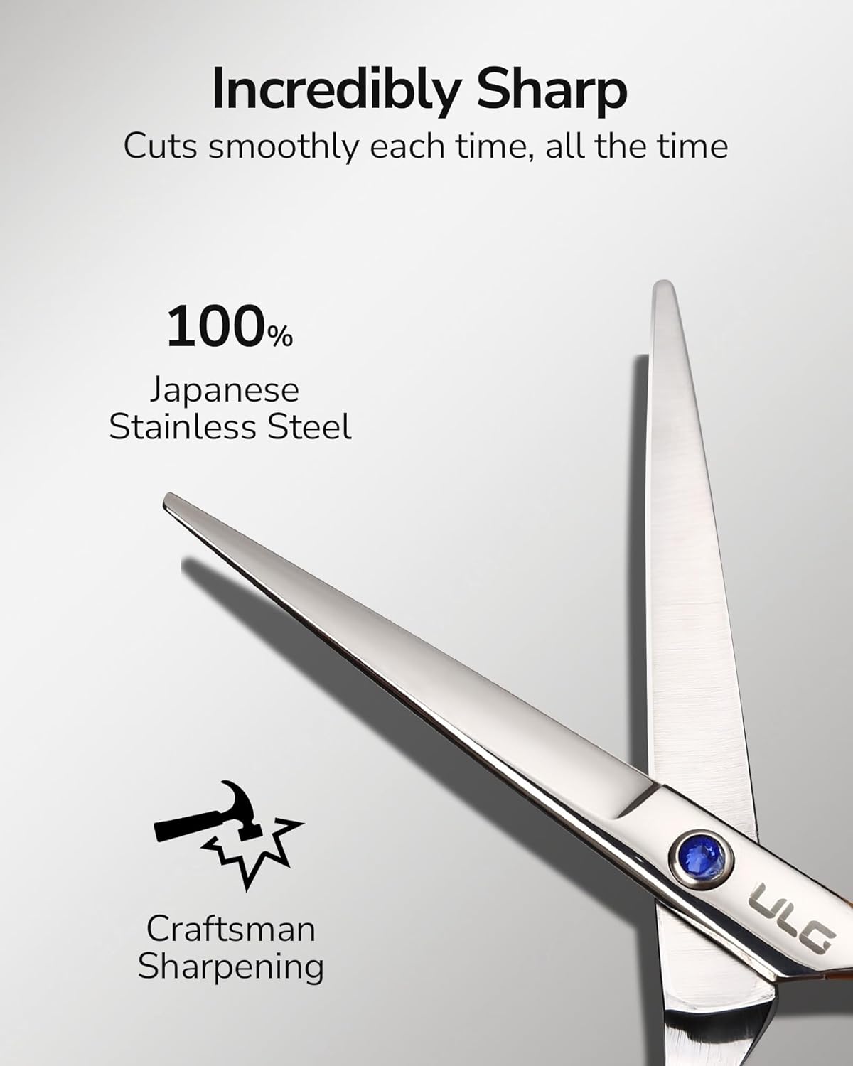 ULG - ciseaux de coiffure professionnels 16,5 cm acier japonais, pour droitiers