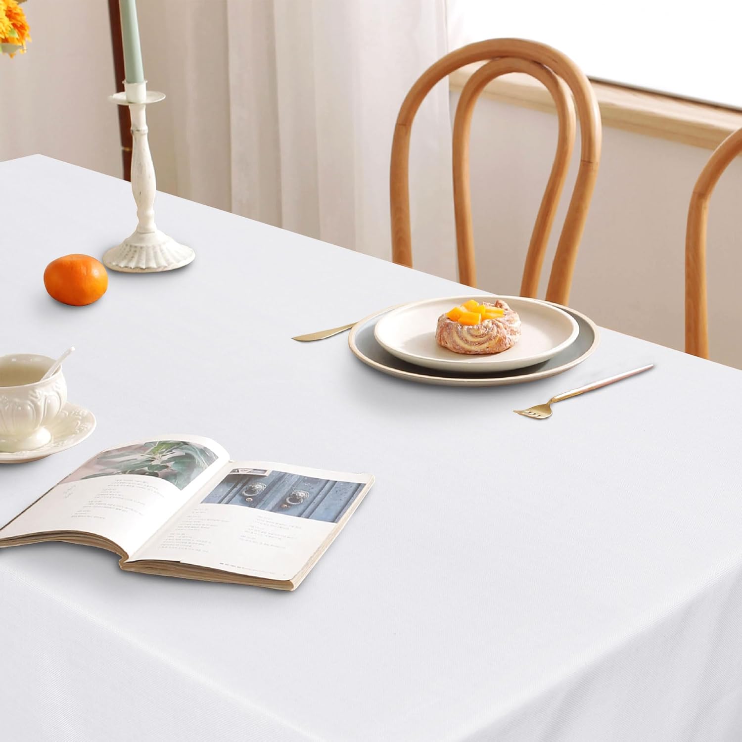 DWCN - nappe aspect lin - 135x220cm - lavable, imperméable, anti-tache