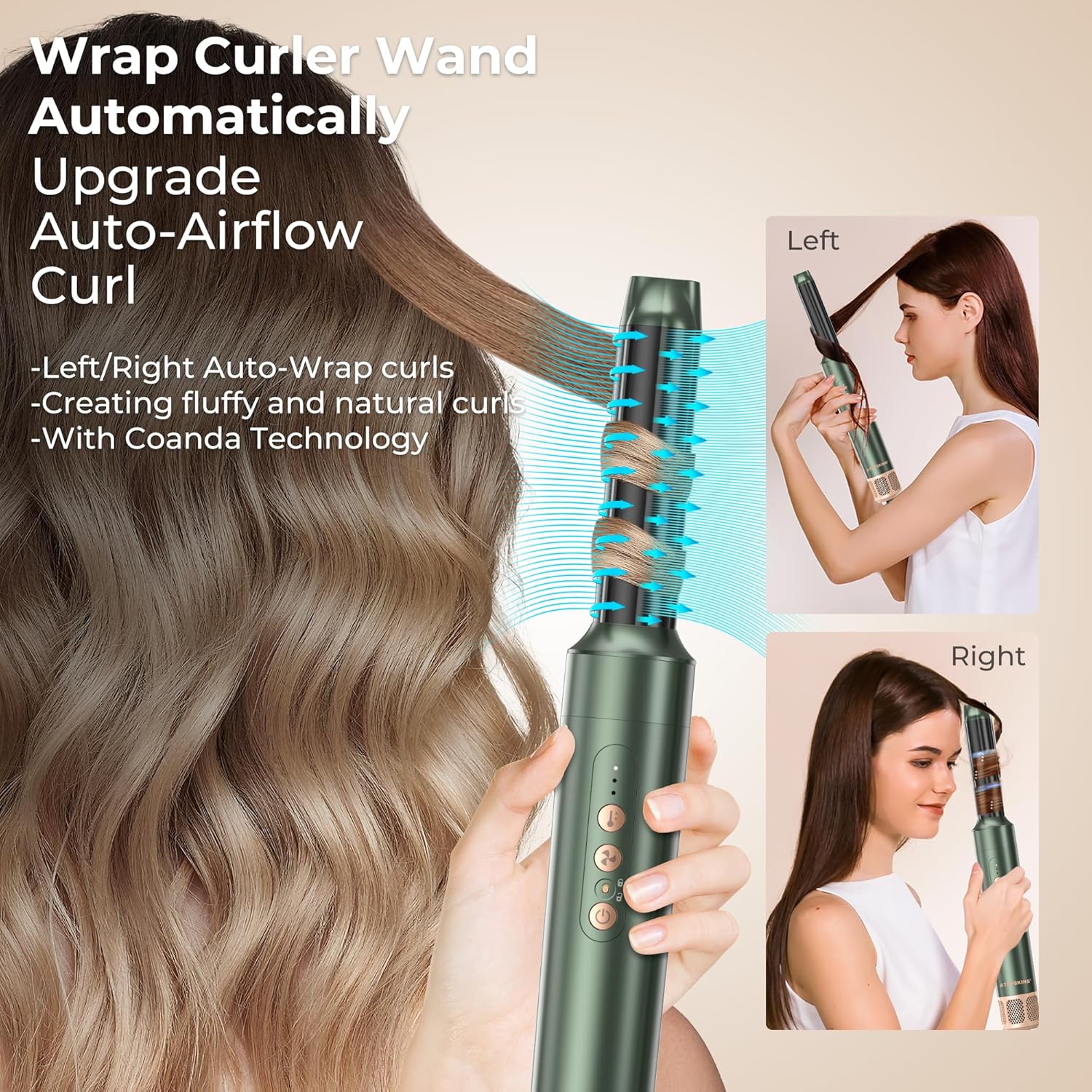 Atopskins - Air Styler 7 en 1 - 30,5 mm - 110000 U/min, sèche-cheveux, lisseur, boucleur