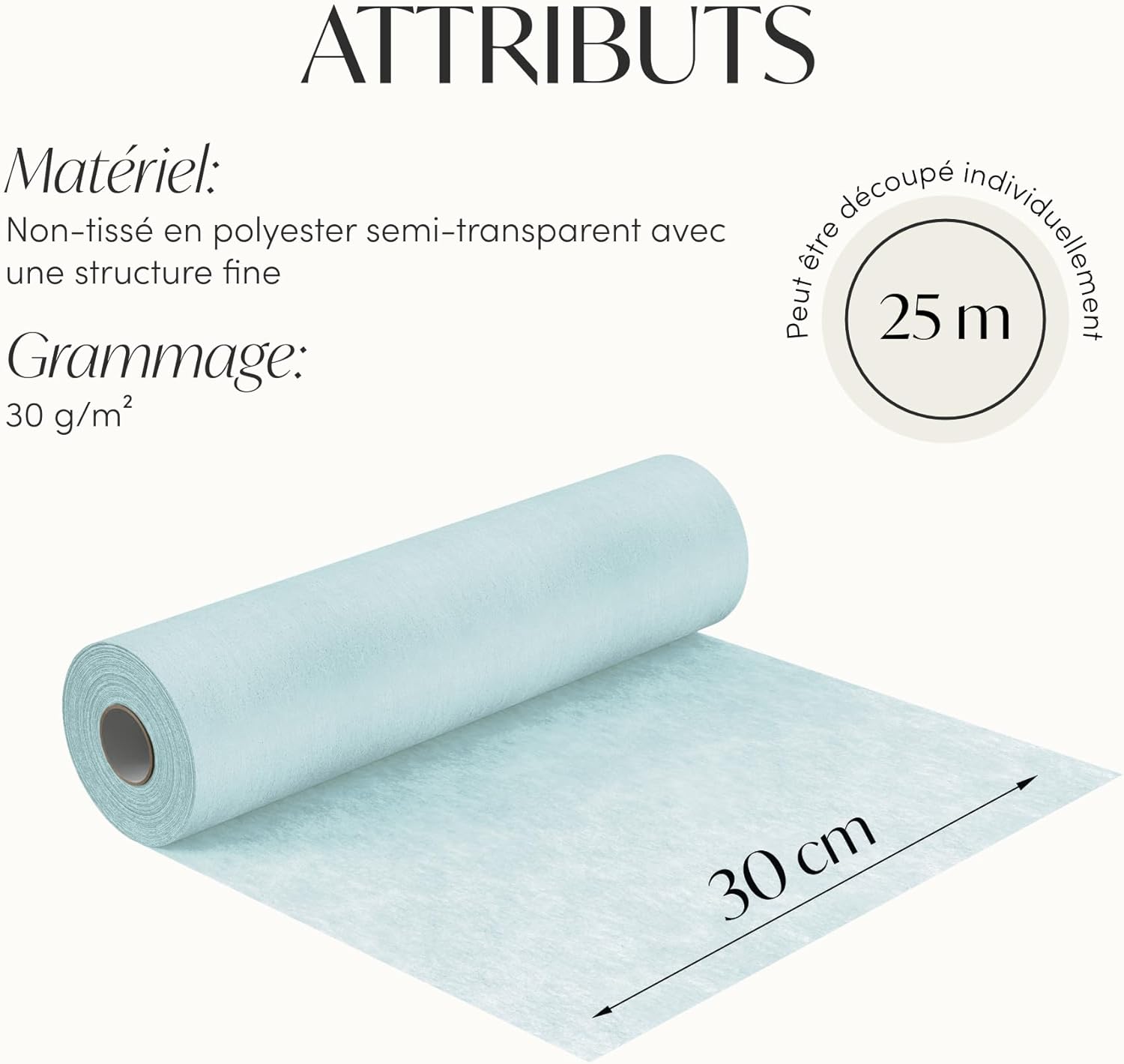 100%Mosel - Chemin de table - 30x2500cm - non-tissé bleu clair