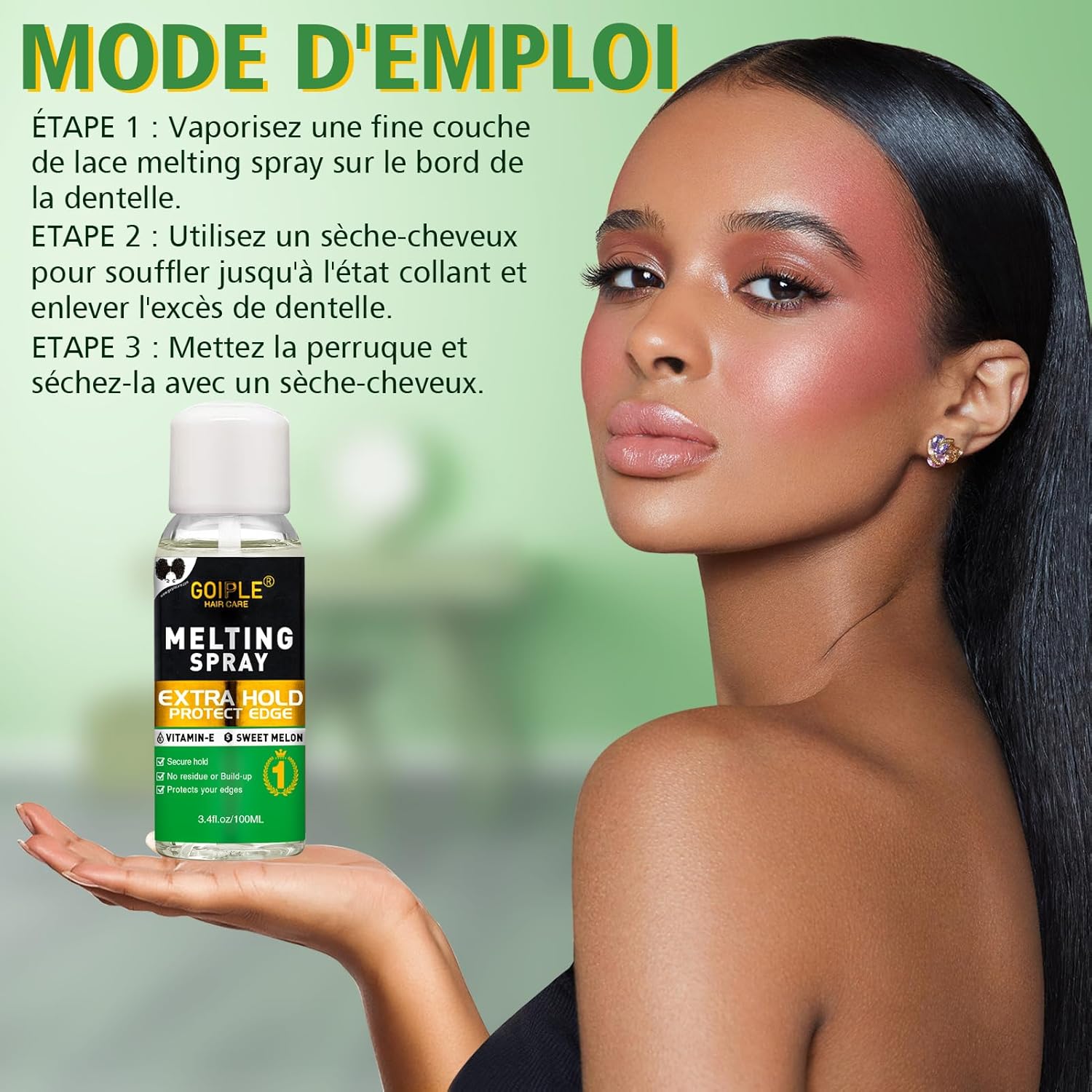 Spray lace melting - fixation sans colle, 3,4 oz - tenue longue durée