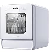 AIRMSEN Mini Lave-vaisselle de Table avec 7+2 Programmes, Design Ultra-Étroit & Profond 37 * 50cm...