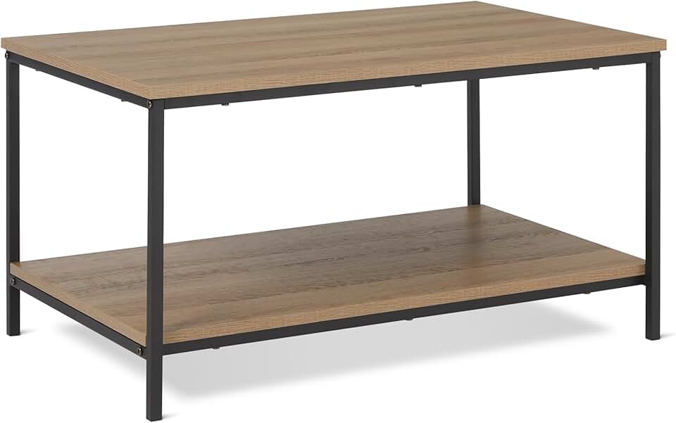 m-dealz Basics - table basse moderne avec étagère, 50,5x80x42cm, chêne