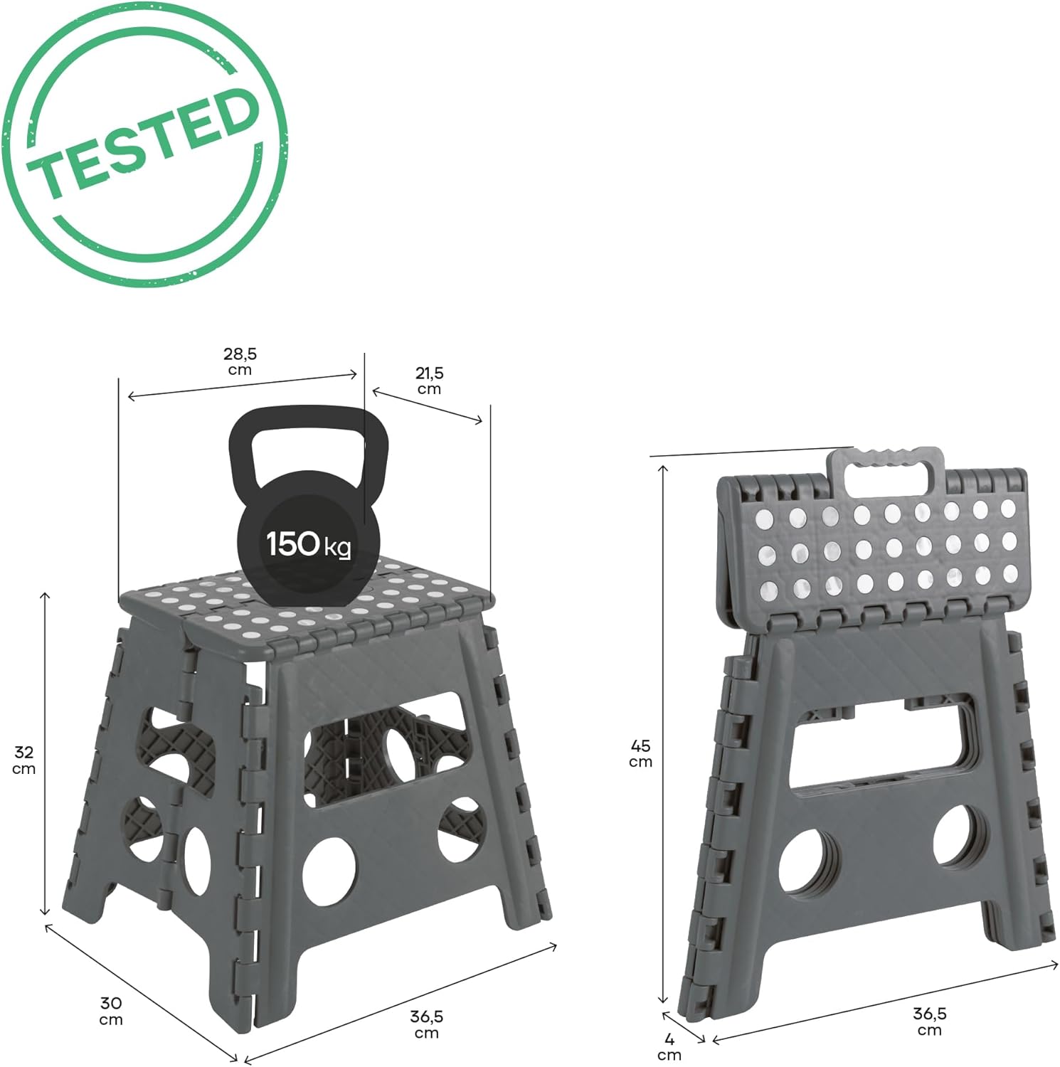 Arregui - tabouret pliant multiusage - 32 cm - marchepied compact TB-032-G