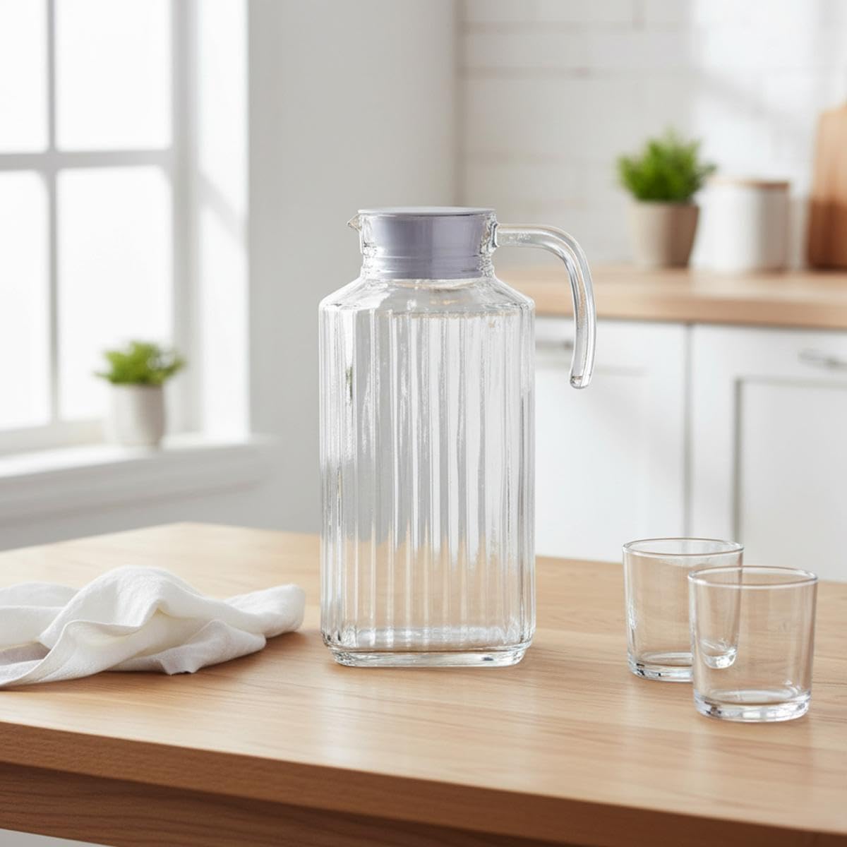 Luminarc - Quadro pichet 1,7L - couvercle plastique blanc, pratique