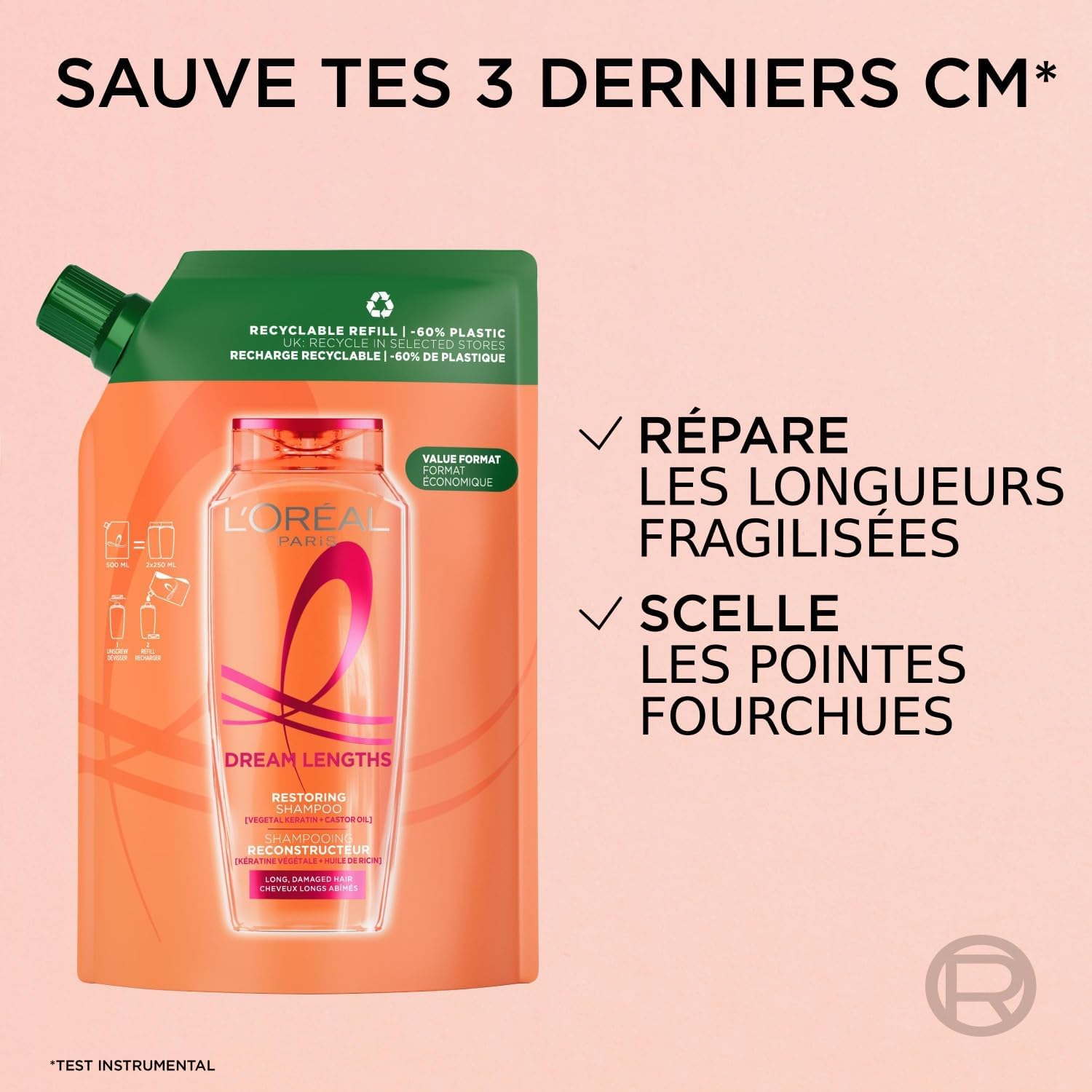 L’Oréal Paris - Elseve Dream Long - 500 ml - shampooing reconstructeur kératine végétale huile de ricin