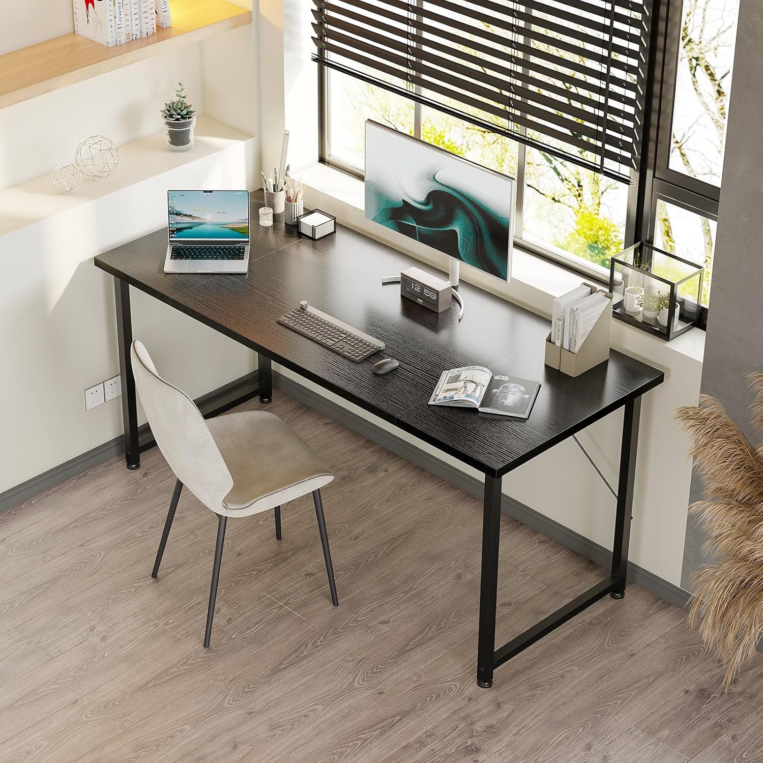 ODK - Bureau d'ordinateur 140x50cm, table d'étude, noir