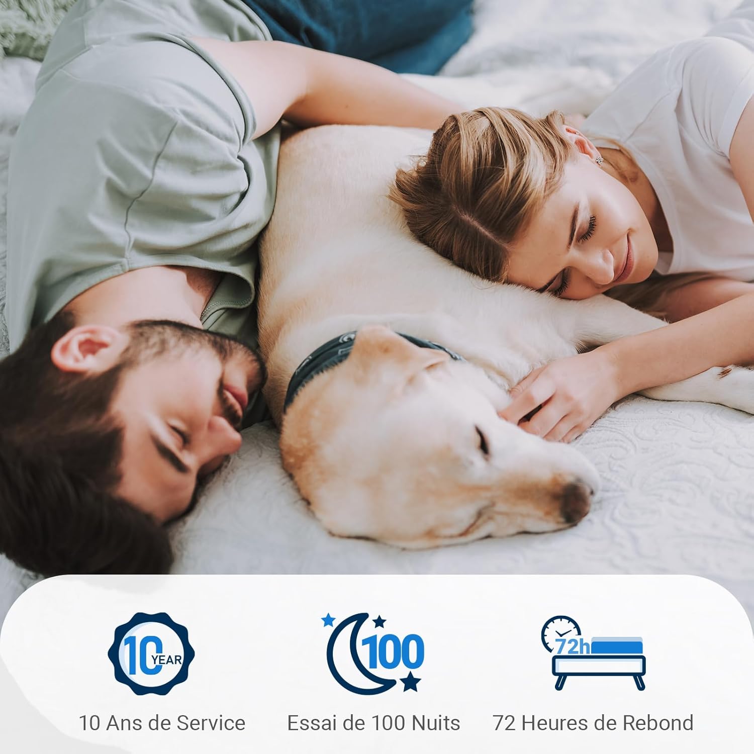 Avenco - Matelas série bambou - 160x190 cm - mousse, 7 zones, housse amovible, H3/H4