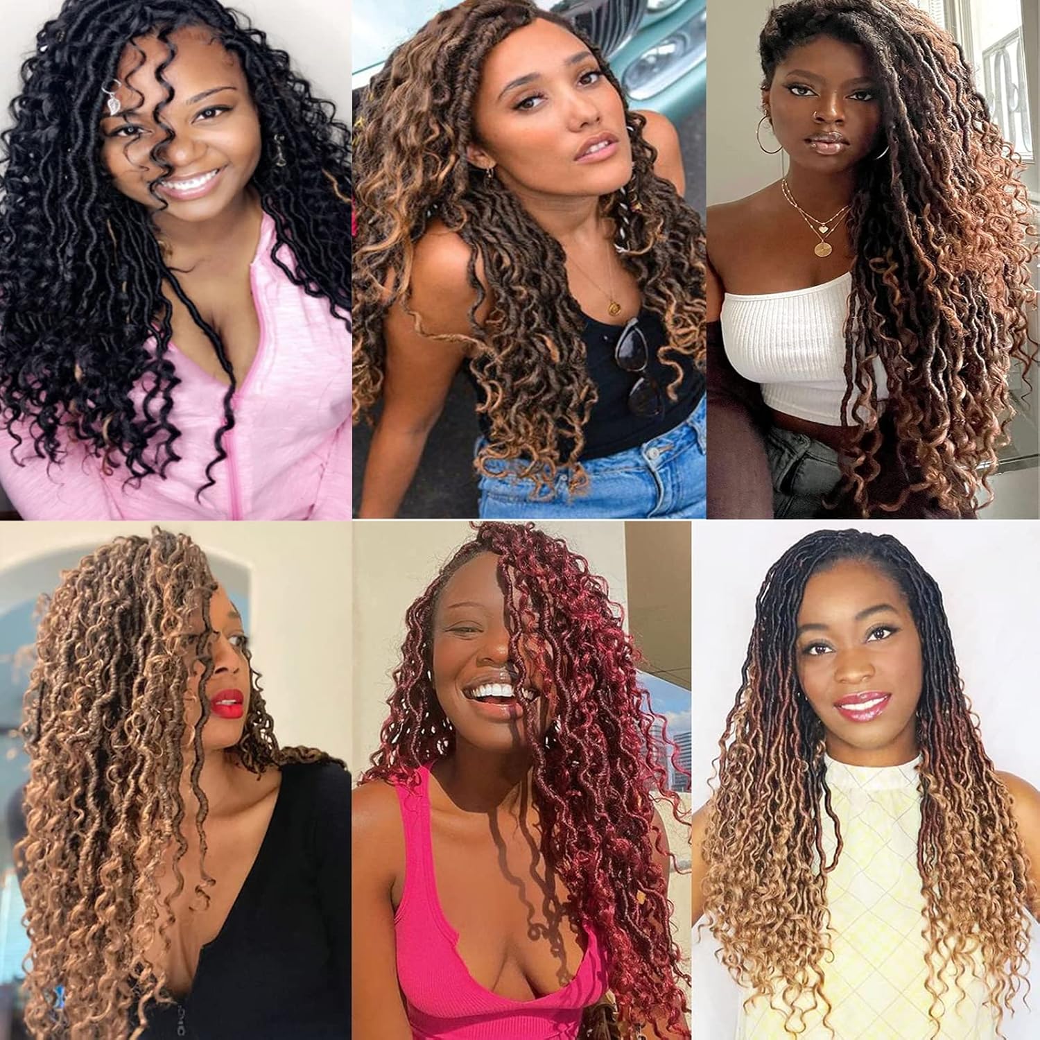 Xtrend - River Faux Locs 30 pouces - 8 packs, 3 tons, mèches frisées, 12 brins, pré-bouclé, style bohème - 1B3027#