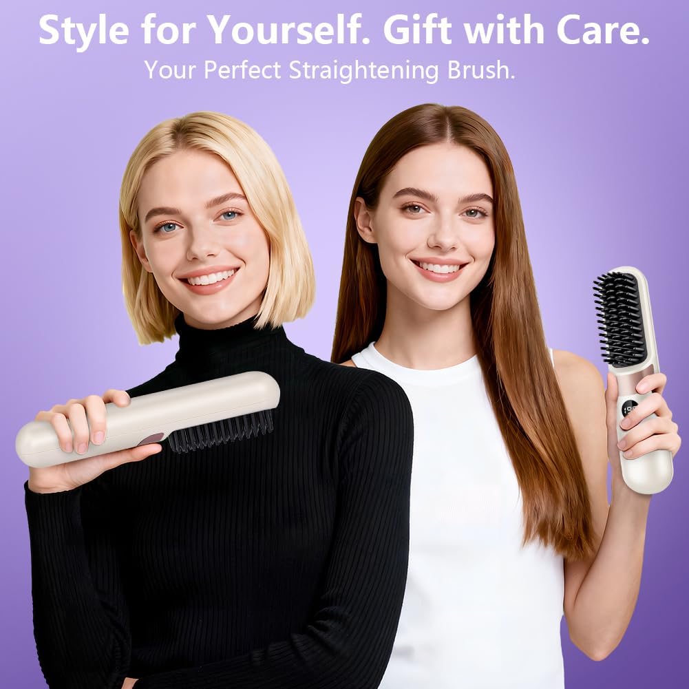 LOPHE - Brosse lissante sans fil, écran LED, 4 températures, USB-C, 3600mAh