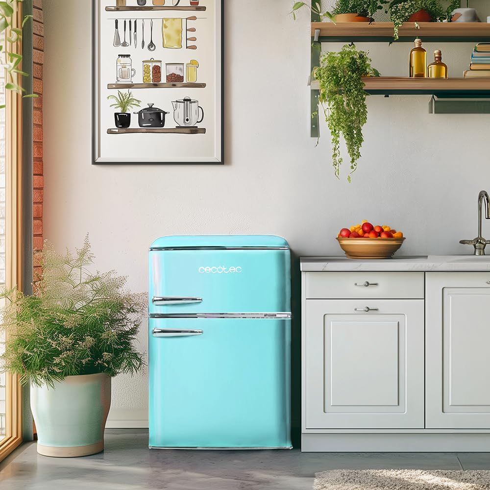 Cecotec - Bolero CoolMarket 2D Origin 86 - 86L, 2 portes, No Frost, 89,3x48,7cm, lumineux, bleu