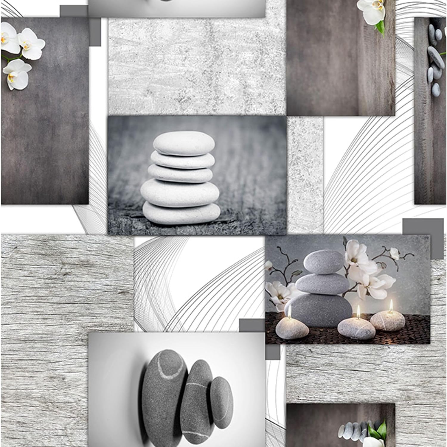 Nappe en toile cirée - Zen Pierres - 240x140 cm - Anti-taches, imperméable