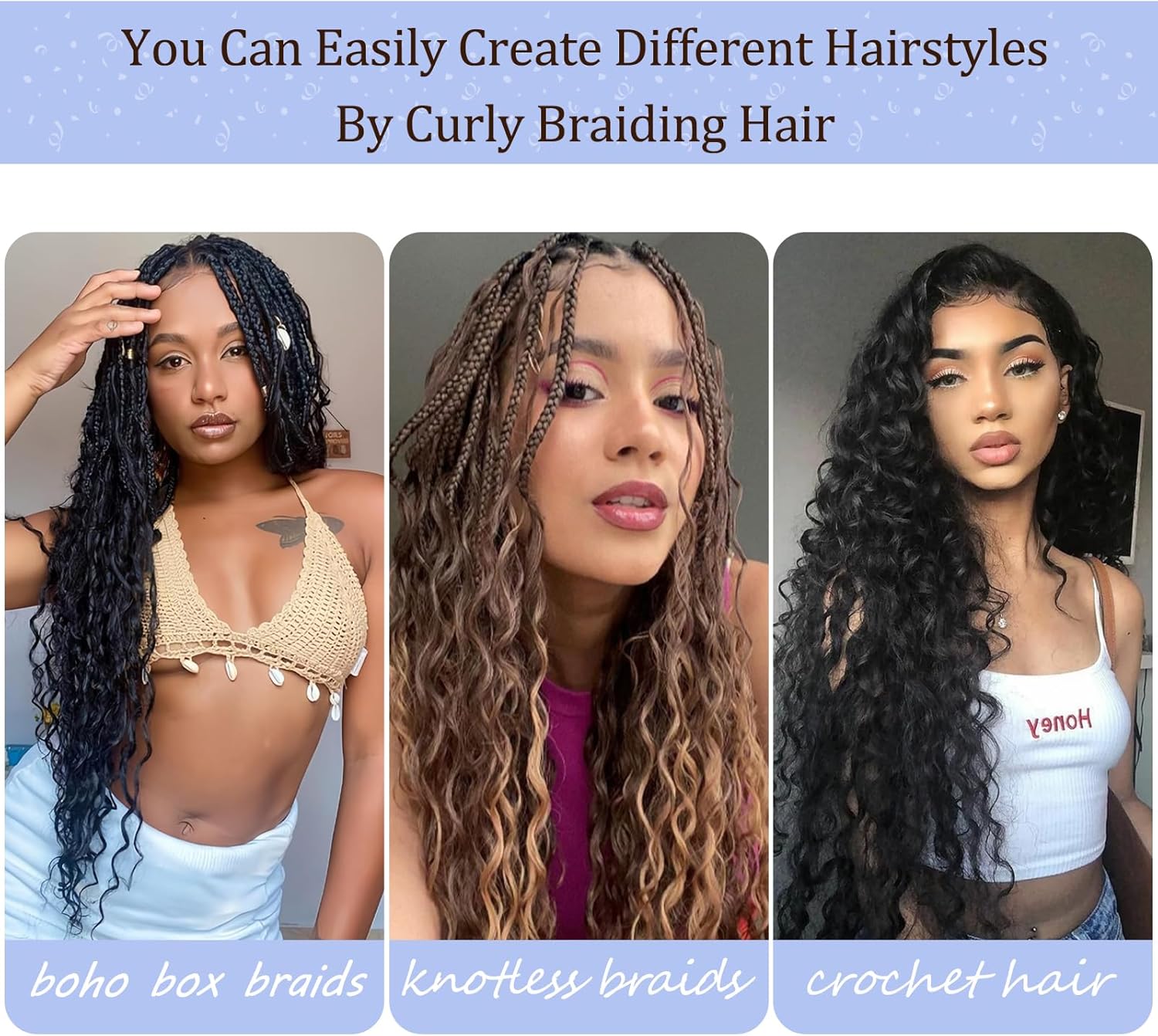 Extensions cheveux synthétiques - Deep Wave - 22 pouces, lot de 3, boucles douces, couleur 30#