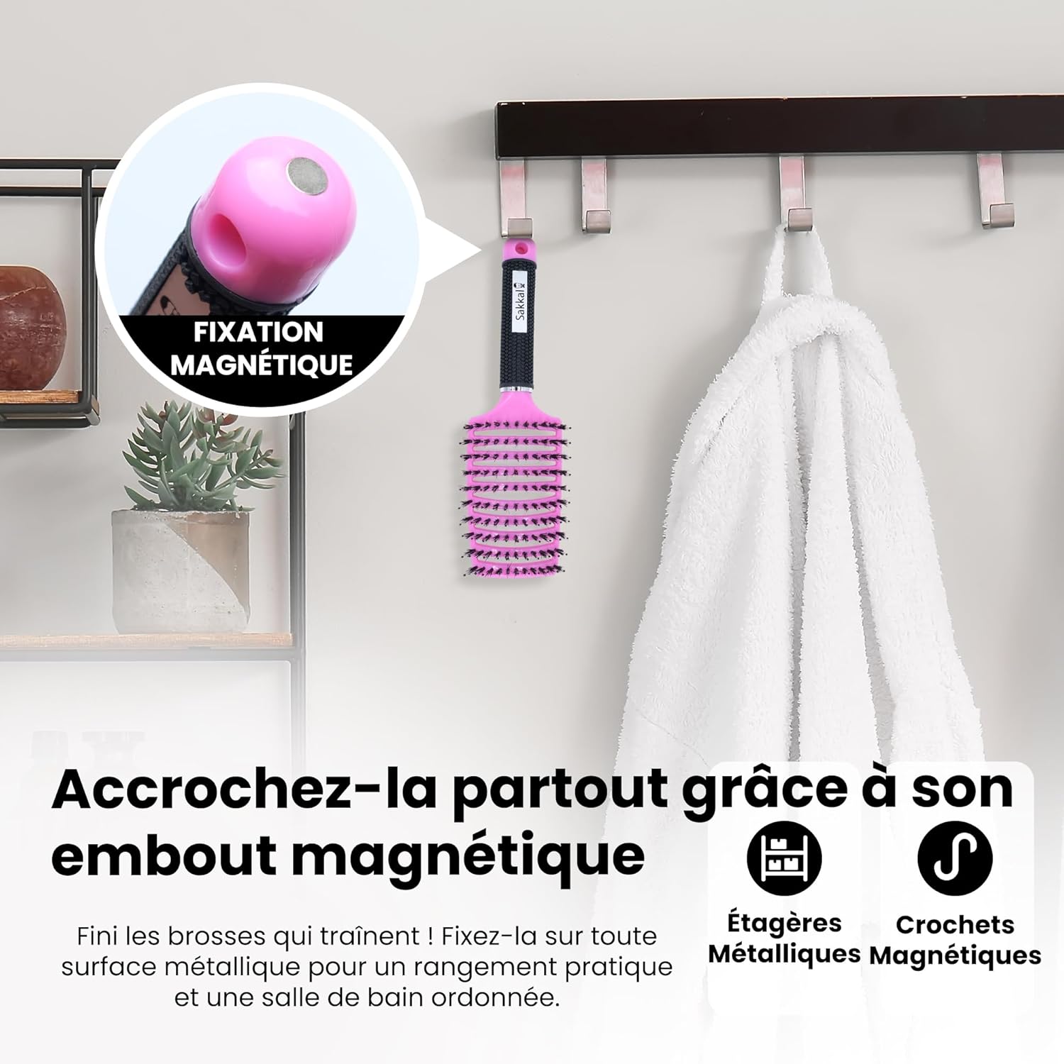 Brosse à Cheveux - démêlante sanglier nylon - anti-casse antistatique, tous types