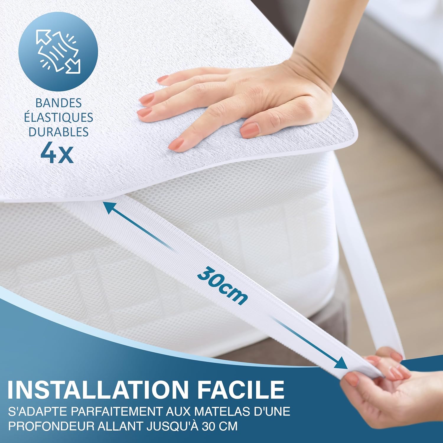 Utopia Bedding - Protège Matelas série standard - 90x190 cm - imperméable, 4 coins élastiques, Oeko TEX, respirant