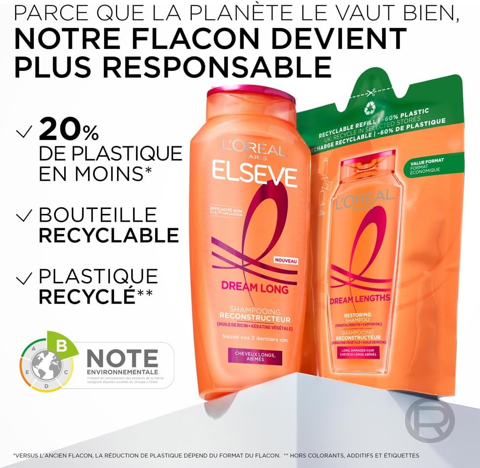 L'Oréal Paris - Elseve Dream Long - routine cheveux longs - kératine végétale, huile de ricin