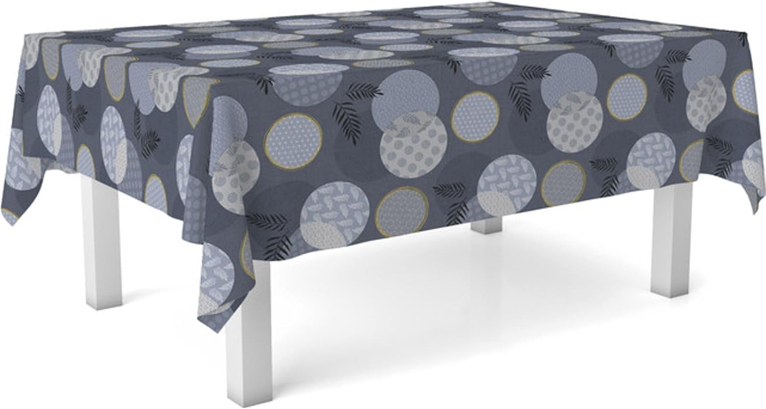 Nappe en toile cirée - Lens Bleu - 140x140 cm - Anti-taches, imperméable, facile d’entretien