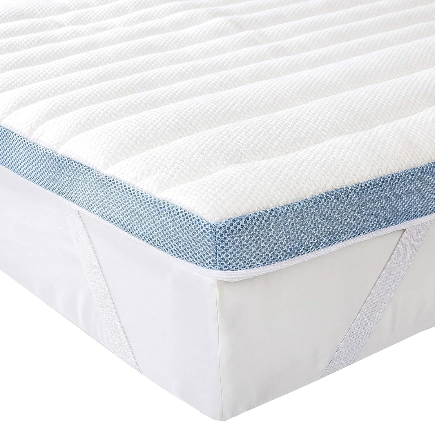 m-dealz Basics - surmatelas mémoire de forme 135x190x5 cm - sangles robustes