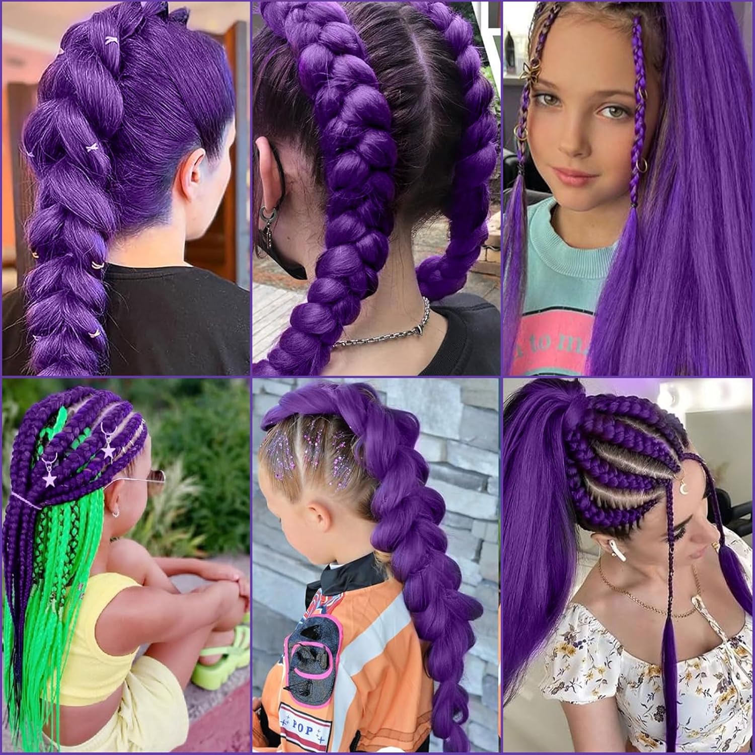 Extension cheveux violette - 30 pouces - lot de 2 mèches longues, usage cosplay