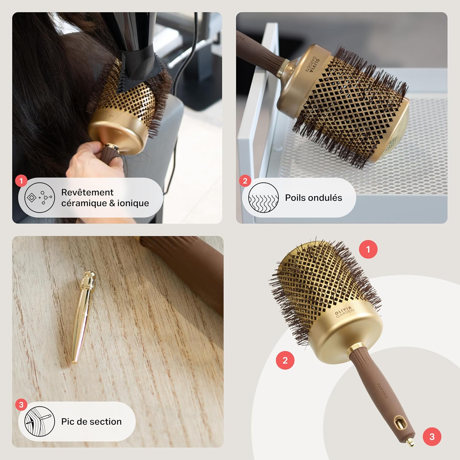 Olivia Garden - Expert Blowout Shine - ronde céramique antistatique - brushing brillant sans frisottis