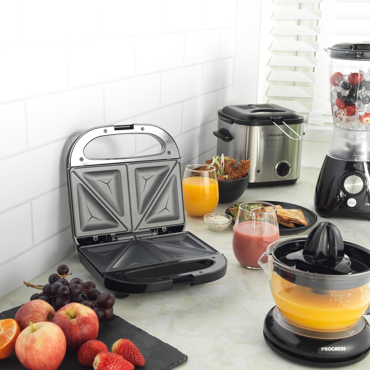 Progress - Croque-monsieur 750W - 2 tranches - plaques antiadhésives