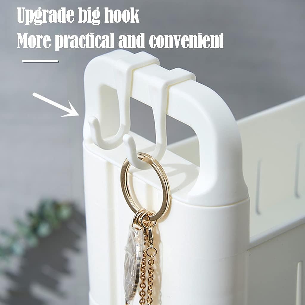 Chariot de rangement - 5 niveaux, 10 cm largeur, plastique blanc, roulettes