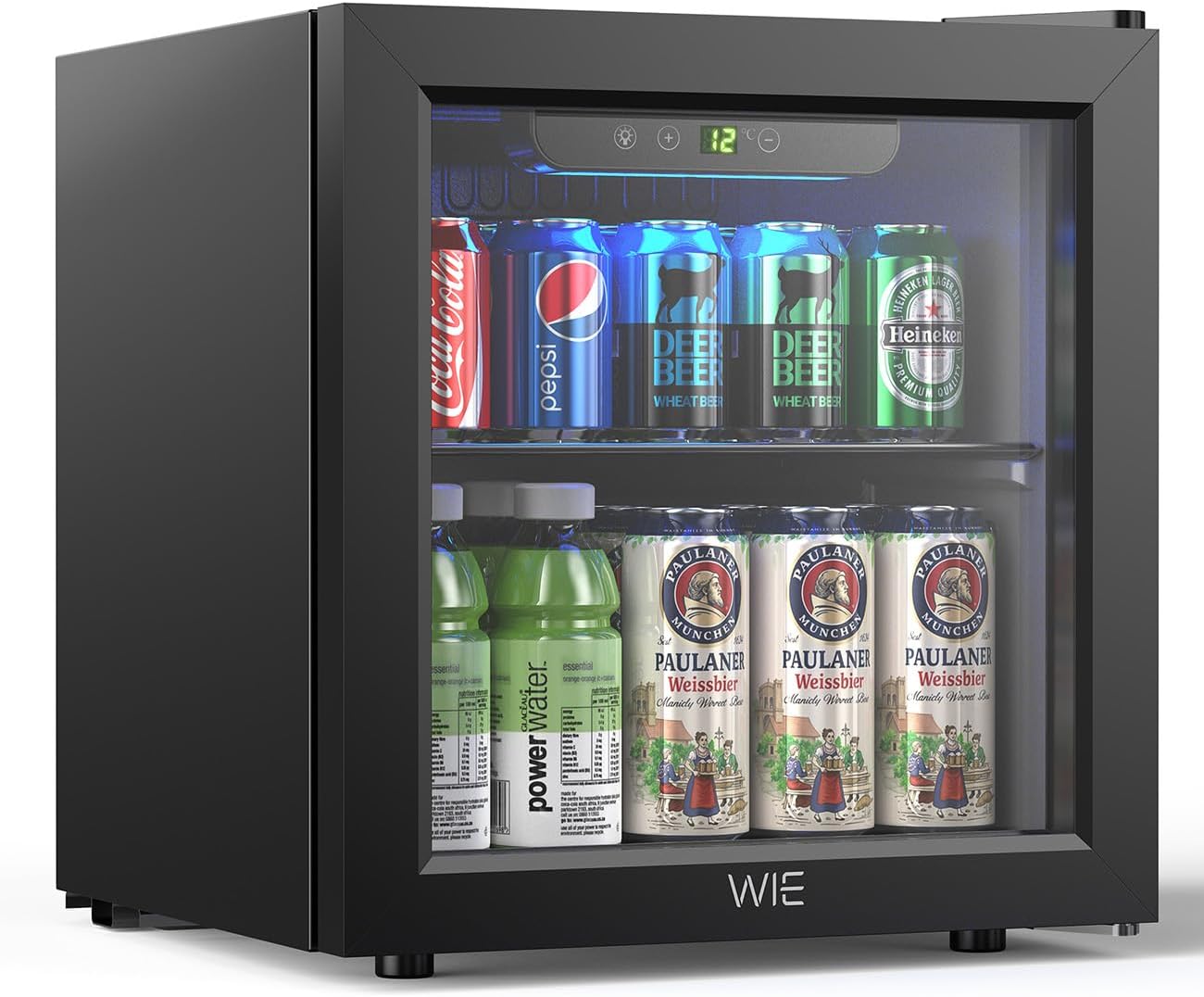 WIE - Mini Réfrigérateur 36L vitré, silencieux, 55 canettes, compact