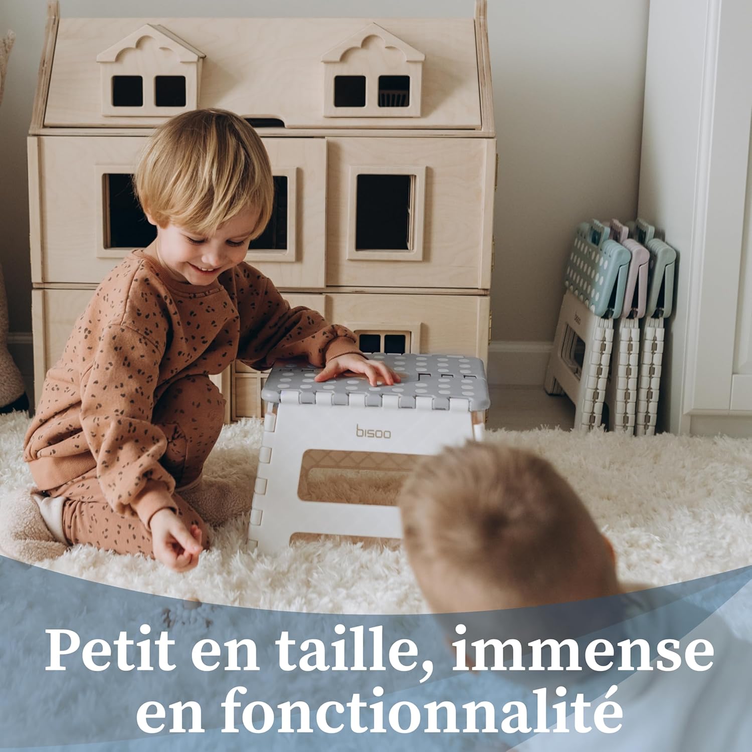 Bisoo - Tabouret pliant 22 cm - plastique robuste, enfant, portable