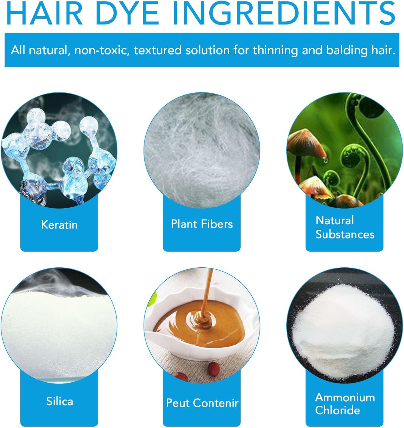 Fibres capillaires - kératine densifiante - noir - cheveux plus épais, aspect naturel