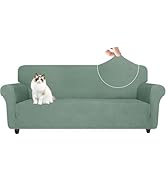 Canapé vert sauge avec accoudoirs incurvés et rembourrage moelleux présenté sous différents angles, démontrant son design d'assise spacieux.