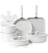 SENSARTE Set de Casseroles et Poêles 17 Pièces - Revêtement Granit Antiadhésif - Batterie de Cuis...