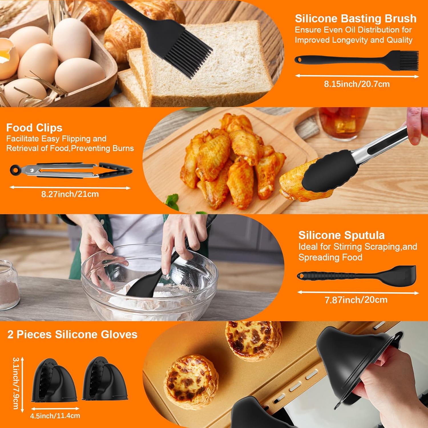 Accessoires Air Fryer - silicone réutilisable, 1x10L + 2x5L, compatible Cosori 10L