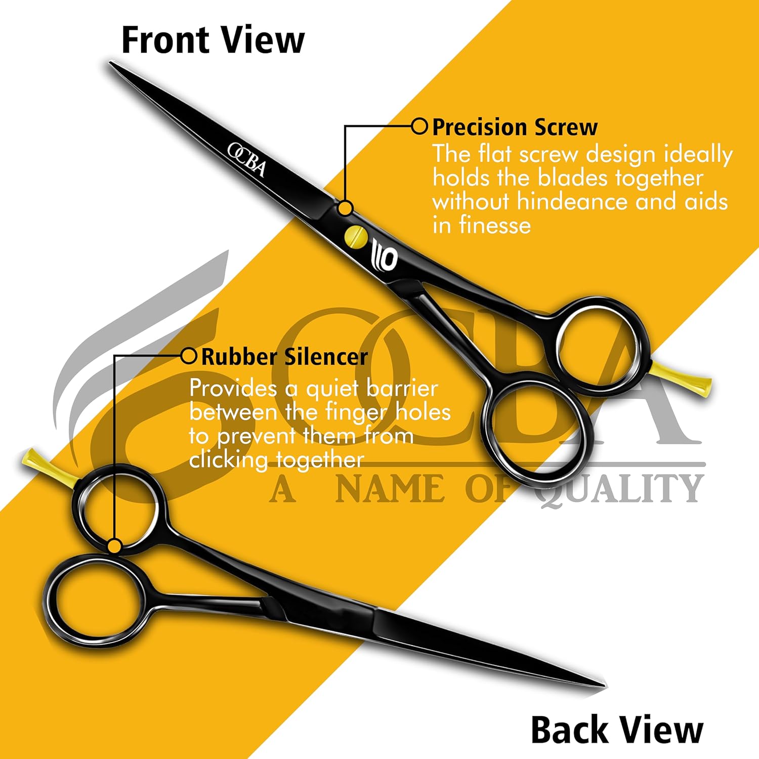 Ciseaux de coiffure - acier inoxydable - 6 pouces - style japonais noir