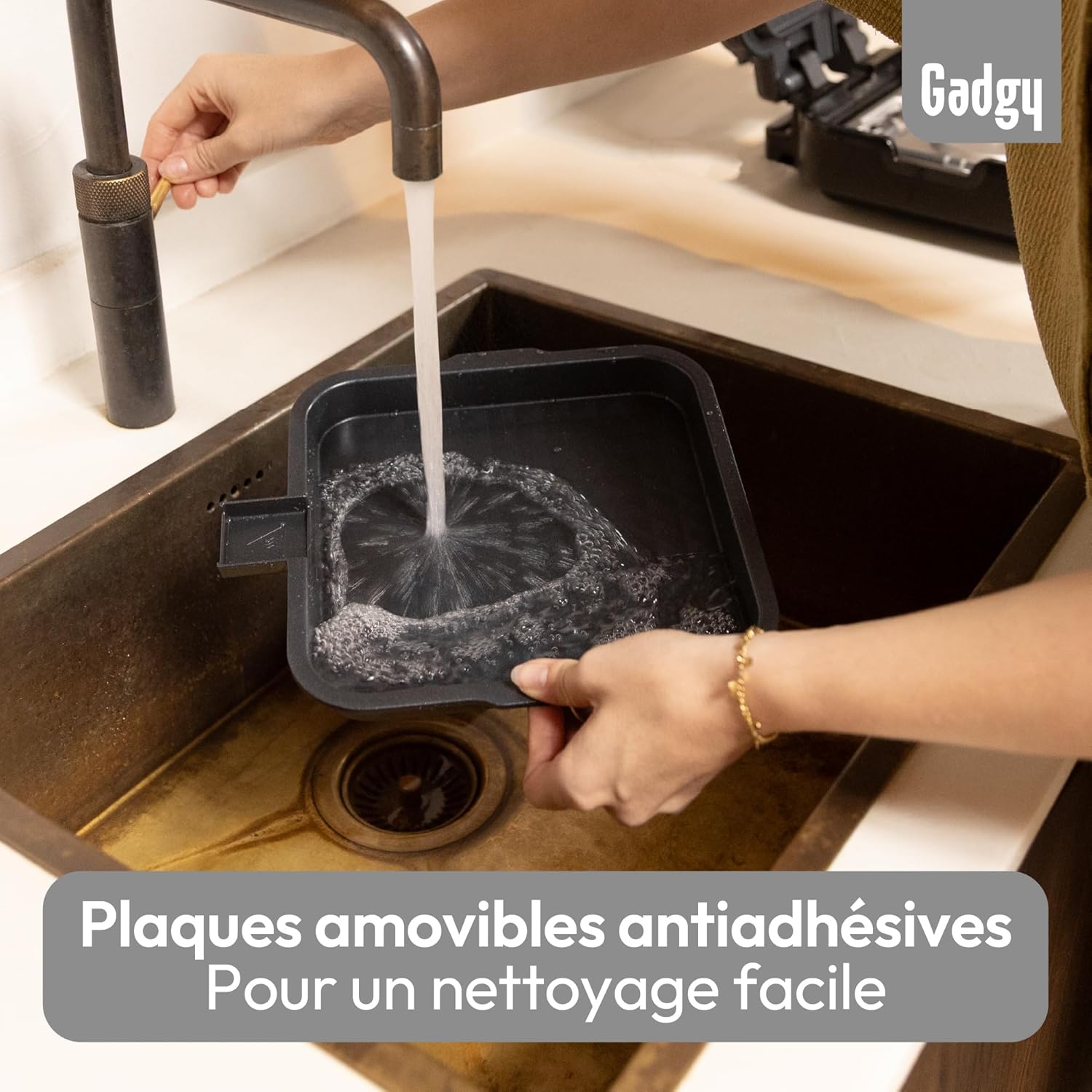 Gadgy - Gril de contact 2 en 1, 1400W, plaques amovibles, température réglable