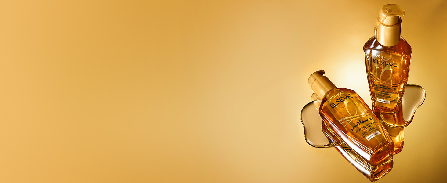 Le texte se lit comme suit : « Image 5 ». Deux bouteilles ou récipients en verre de couleur ambre photographiés sur fond doré avec un éclairage spectaculaire.