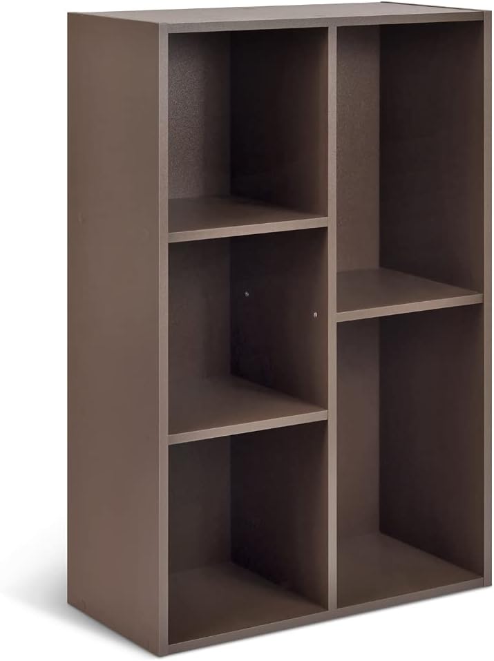 m-dealz Basics - bibliothèque cubique 5 compartiments 23.5x49.5x80cm - marron expresso