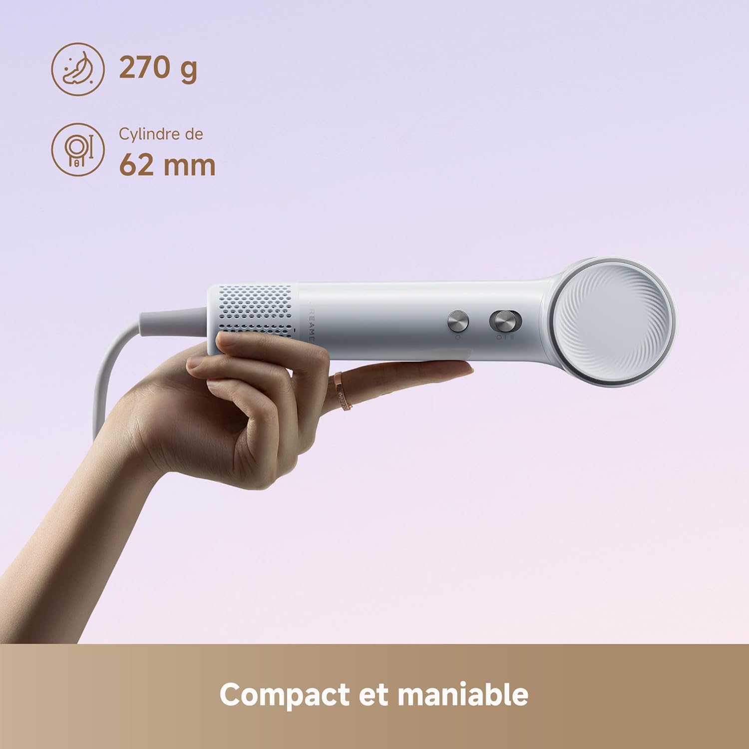 DREAME - Mini Flow - 270g - séchage rapide, moteur 100 000RPM, ions, 5 modes