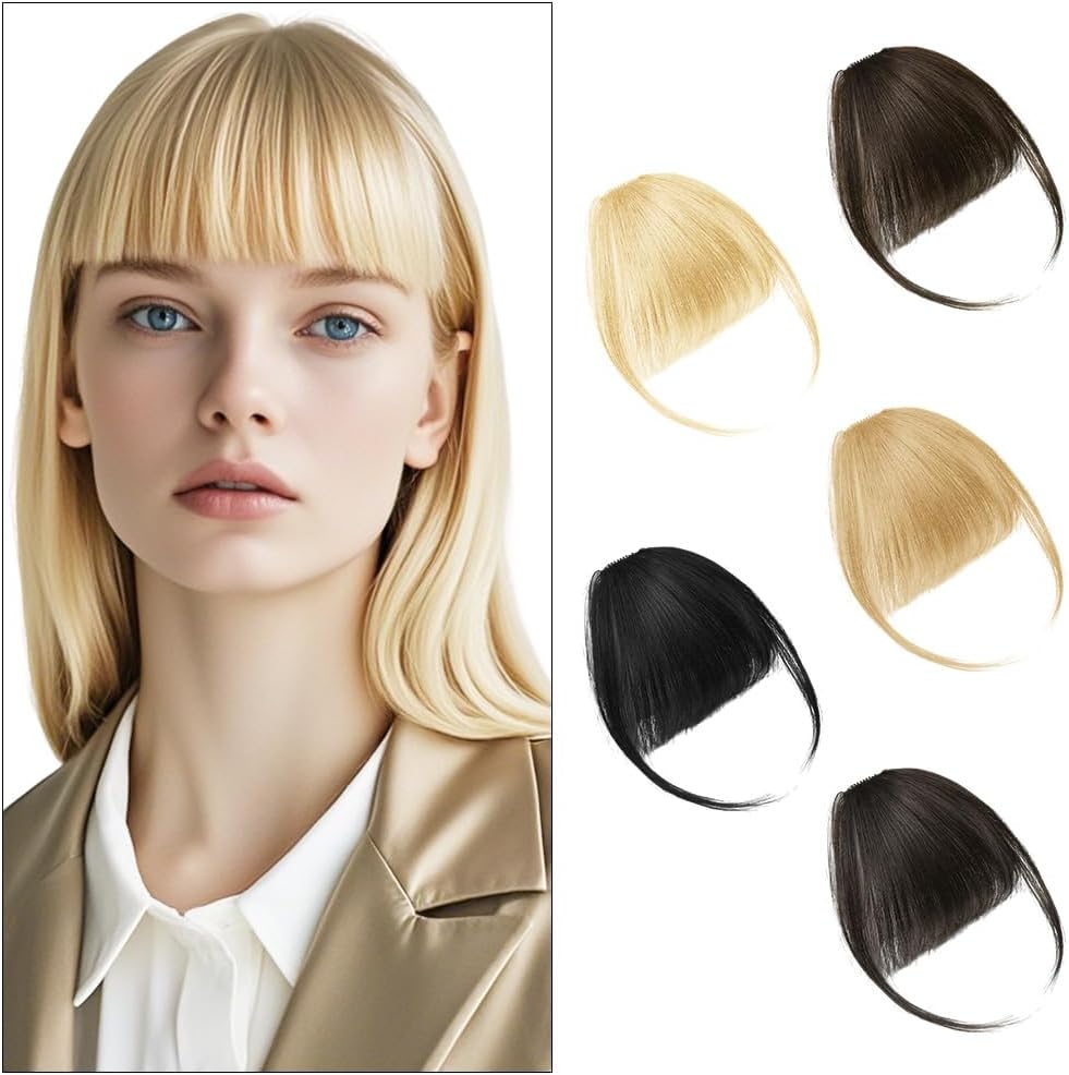 LOPHE - frange à clip tressée cheveux humains - or gris - air bangs femme