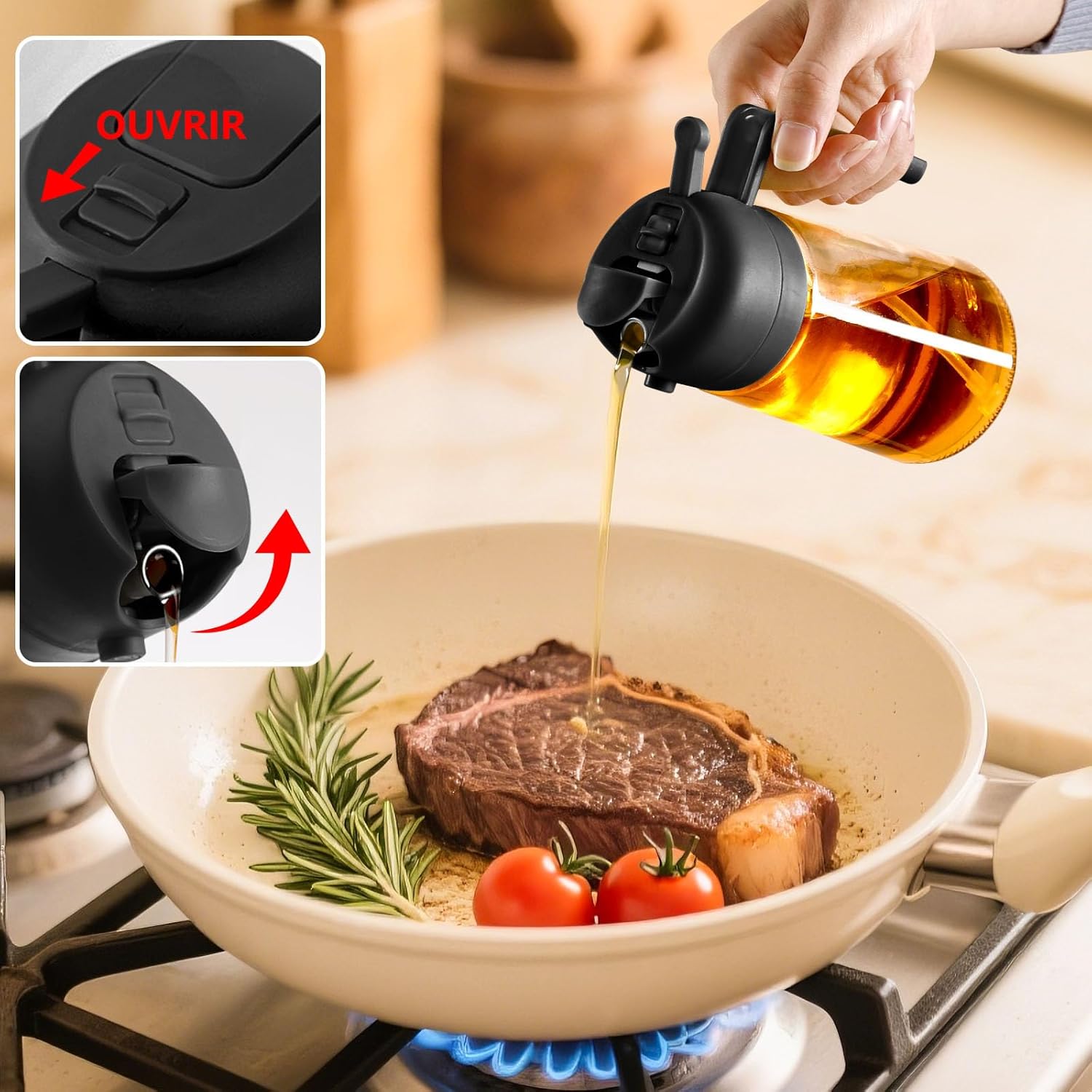 Spray Huile - Distributeur 470ml - double couleur - utilisation cuisine