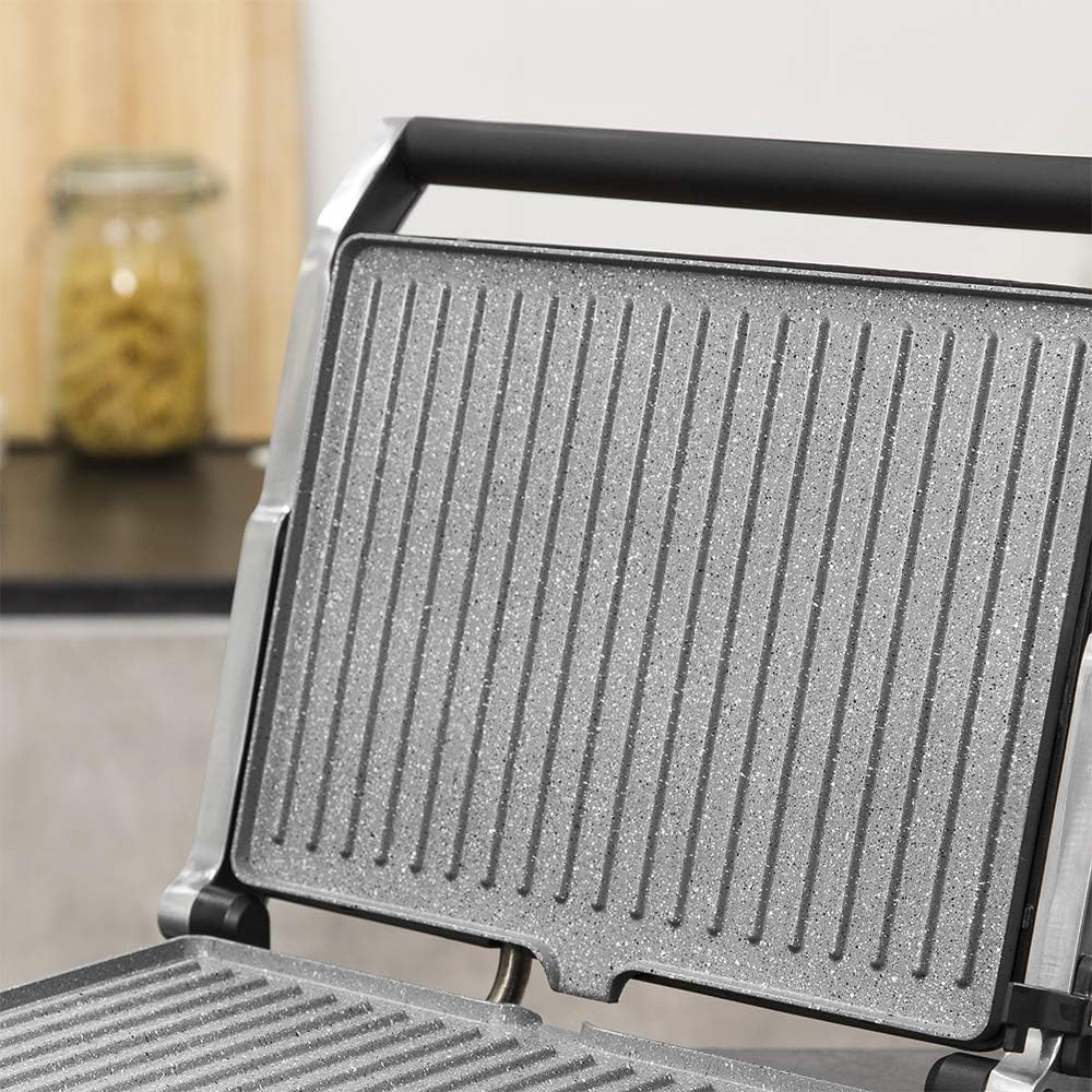 Cecotec - Rock’nGrill 2400 UltraRapid - plaques pierre, 2400W, ouverture 180°