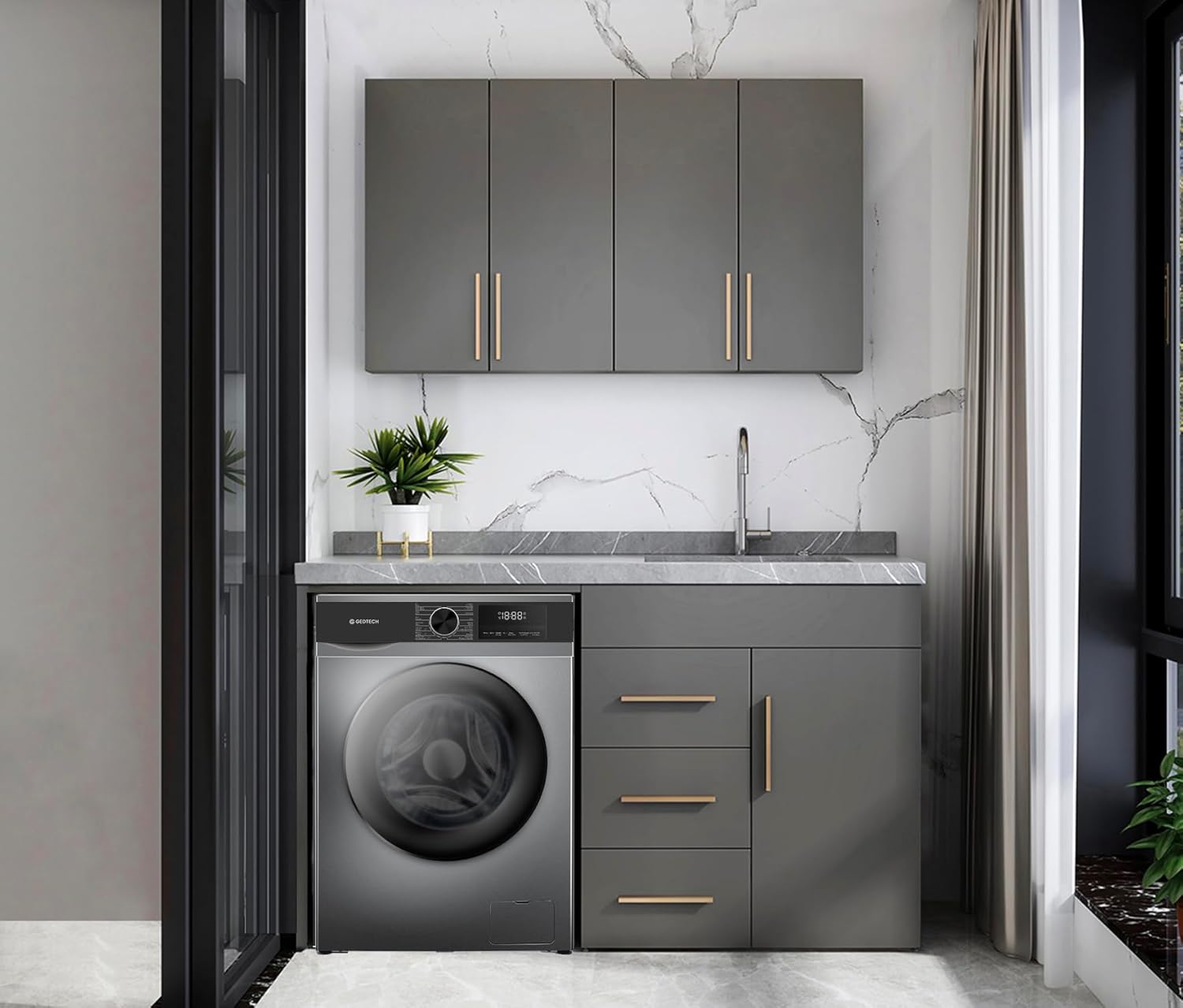 GEDTECH - Lave-linge frontal 12kg, 1400 tr/min, Classe A-20%, 16 programmes GLL121400DG