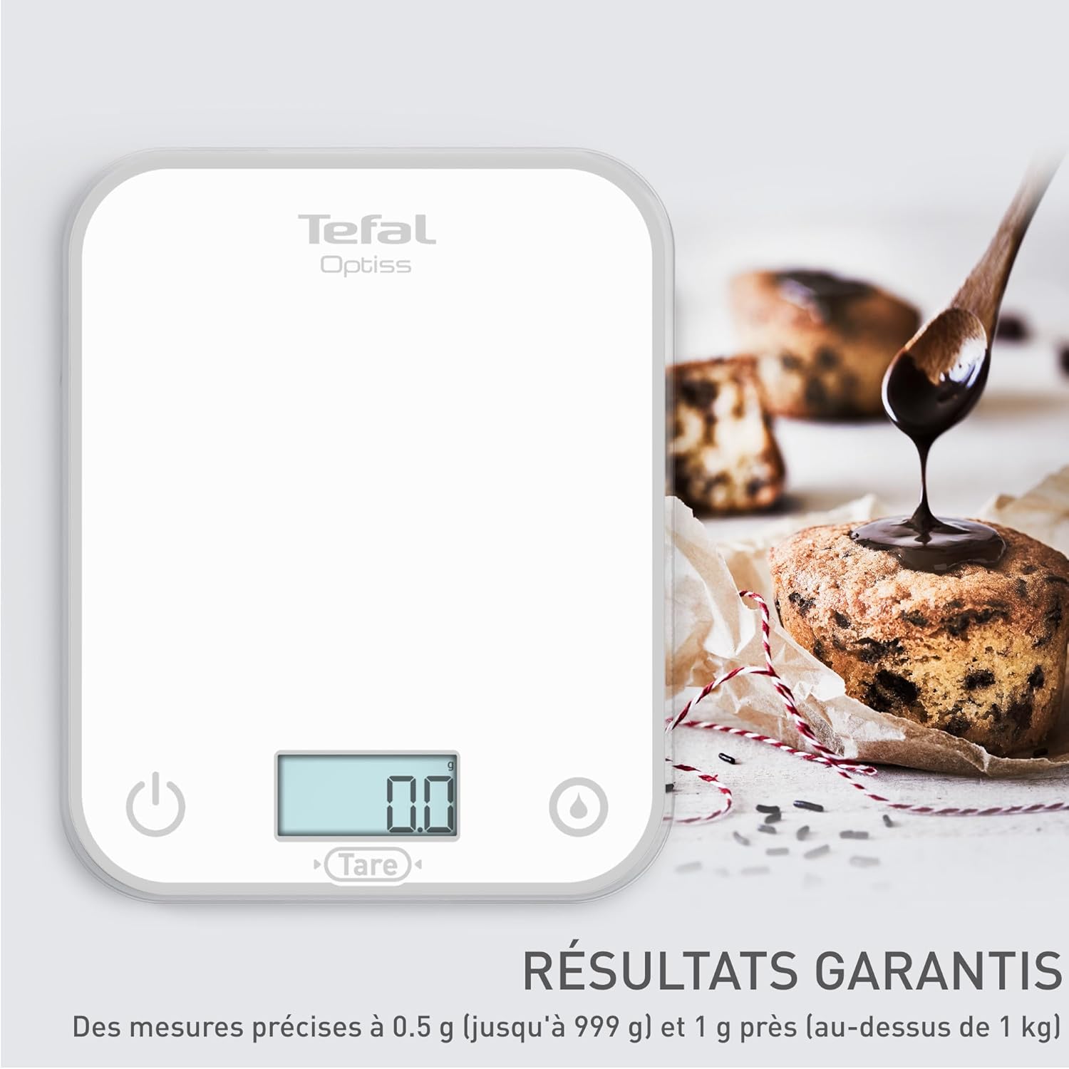 Tefal - Optiss balance de cuisine 5kg - écran LCD, anti-rayures, BC50U0V0