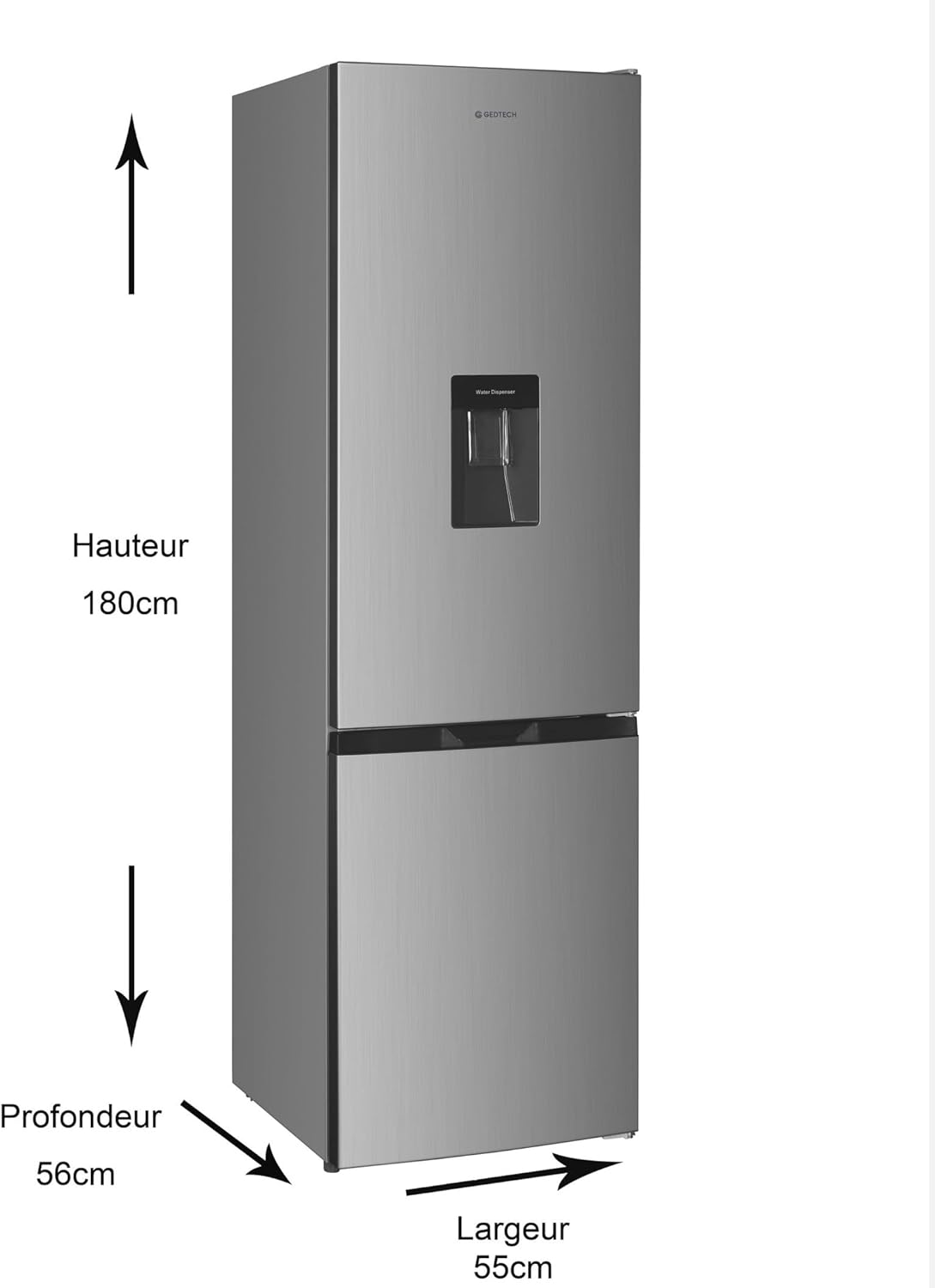 GEDTECH - Réfrigérateur combiné bas - 262L - Classe E - GCB262SL