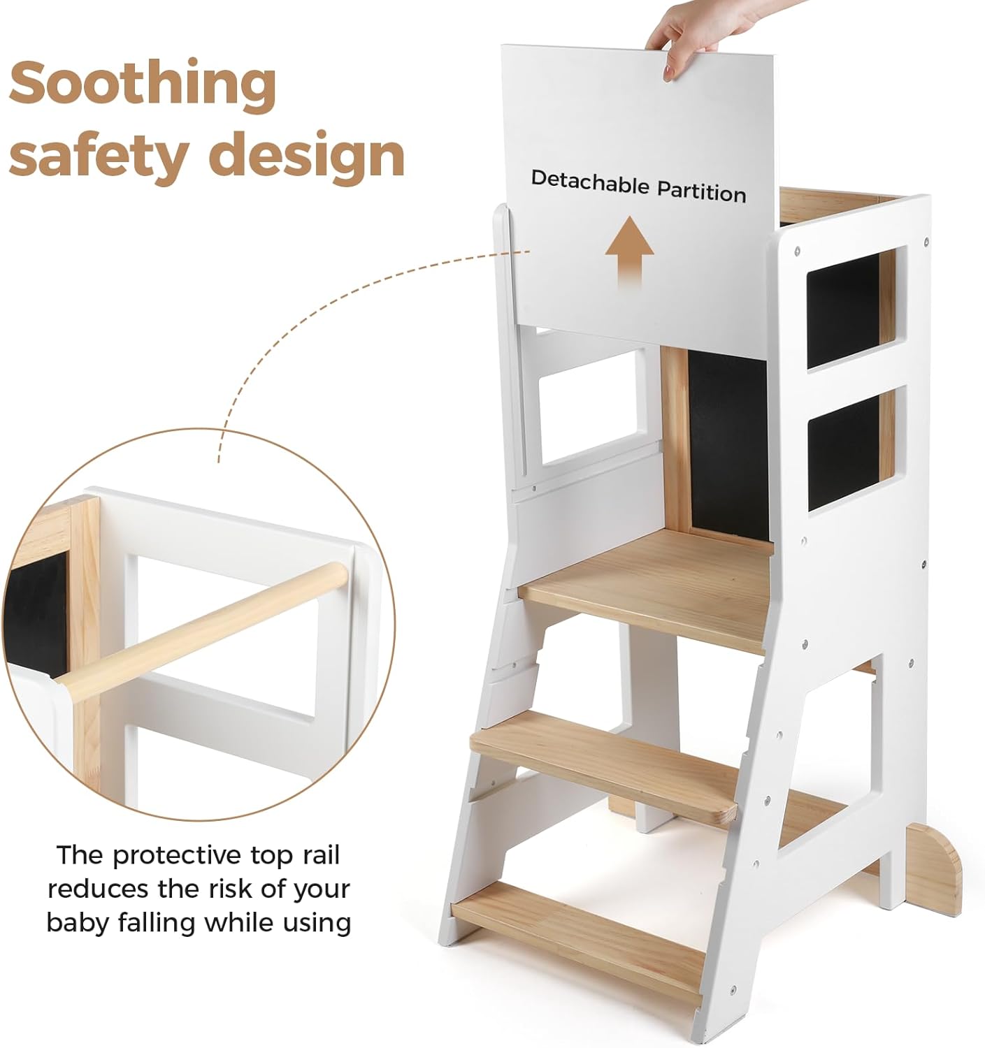 KIDINIX - Tour Montessori ajustable - tableau double-face amovible - dès 1 an