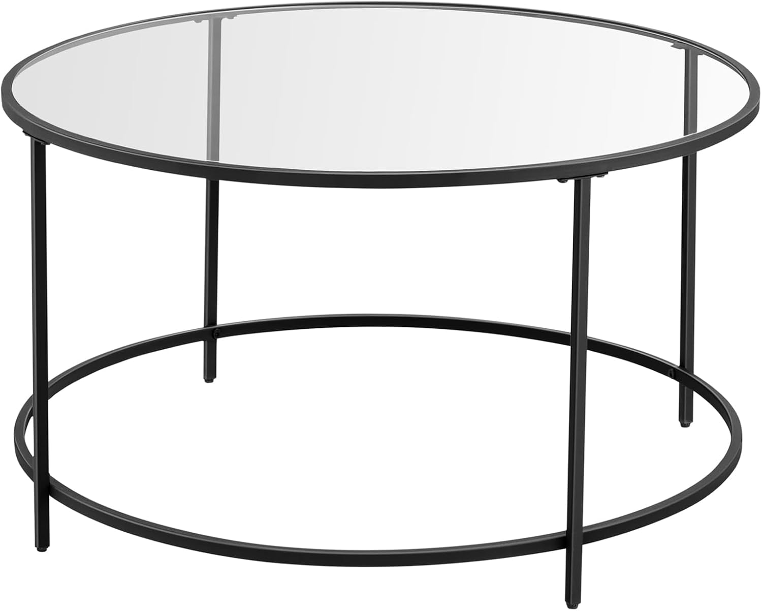 VASAGLE - Table Basse Ronde AER, verre et métal, 84x84x45,5 cm - LGT021B01
