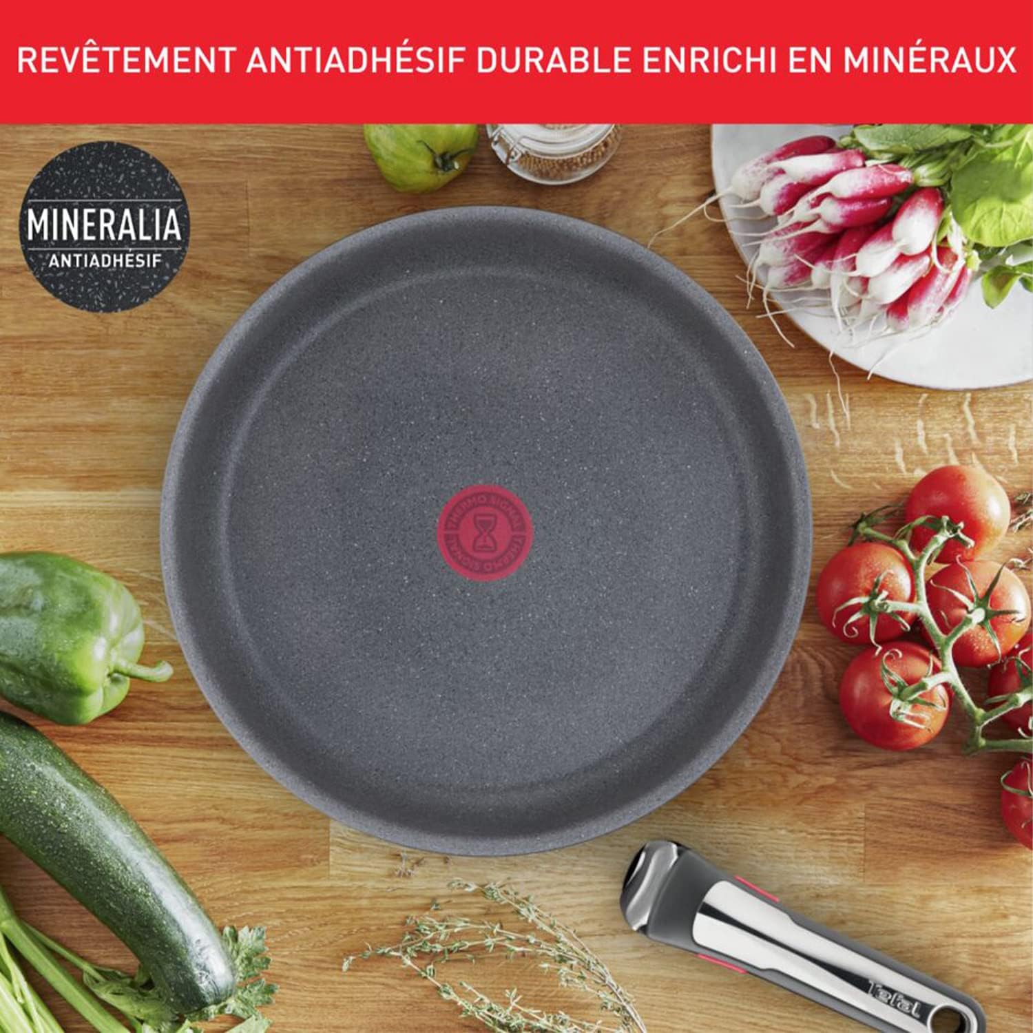 Tefal - Ingenio Natural On - batterie cuisine 8 pièces induction, revêtement antiadhésif, empilable, poignée amovible, l
