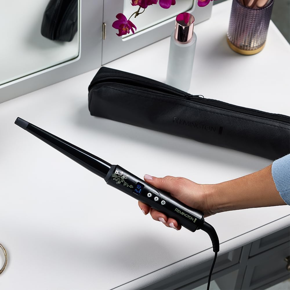 Remington - Fer à boucler conique 13-25mm - céramique perle, écran LCD, 130-210°C, gant - CI951