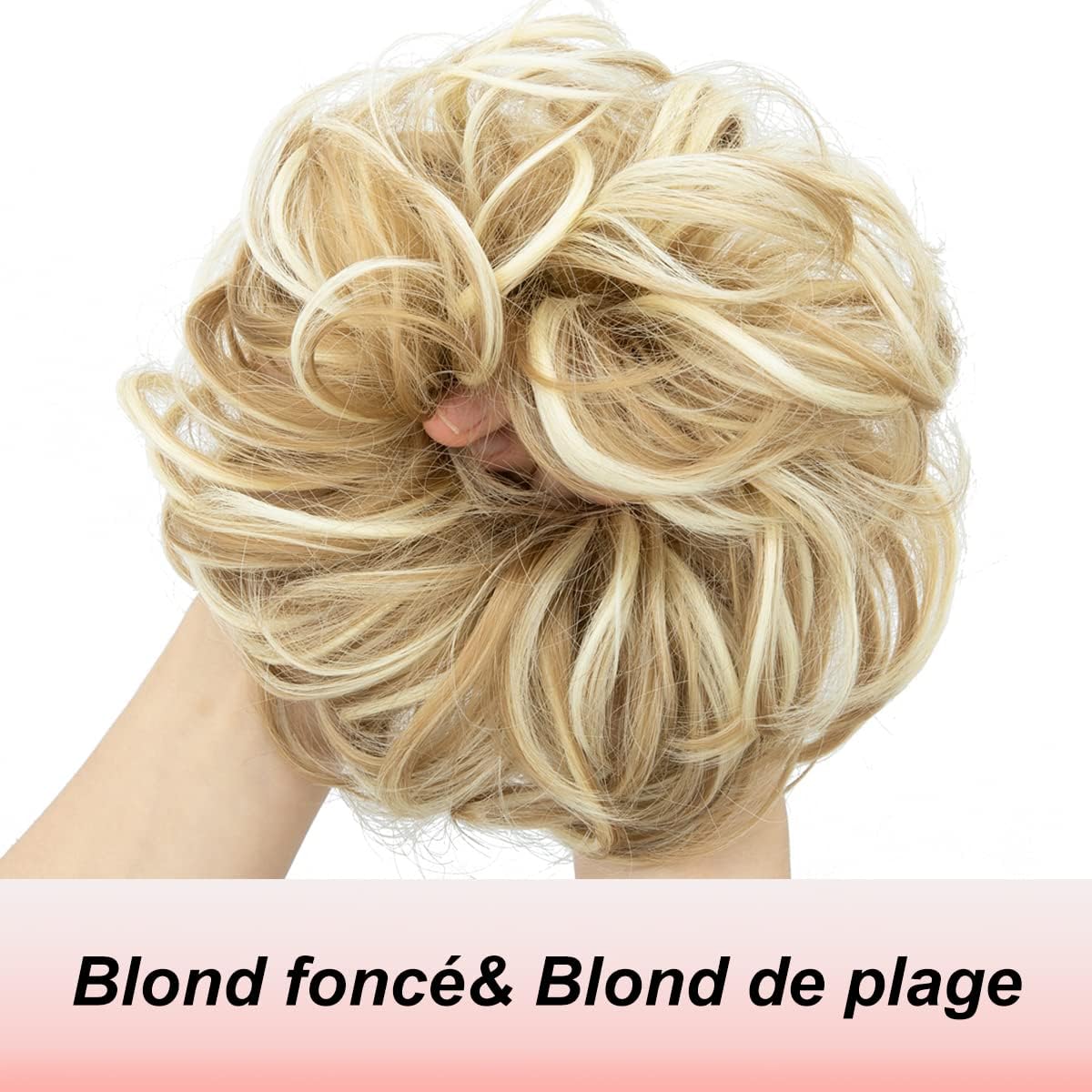 JJstar - chignon postiche bouclé élastique femme, blond foncé